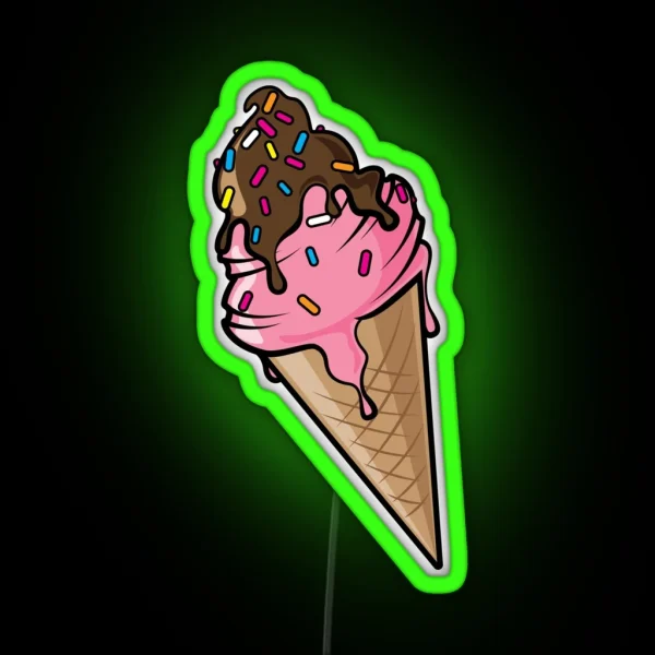 Icecream Stawberry And Chocolate Sauce RGB Neon Sign