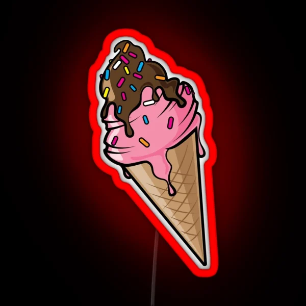 Icecream Stawberry And Chocolate Sauce RGB Neon Sign