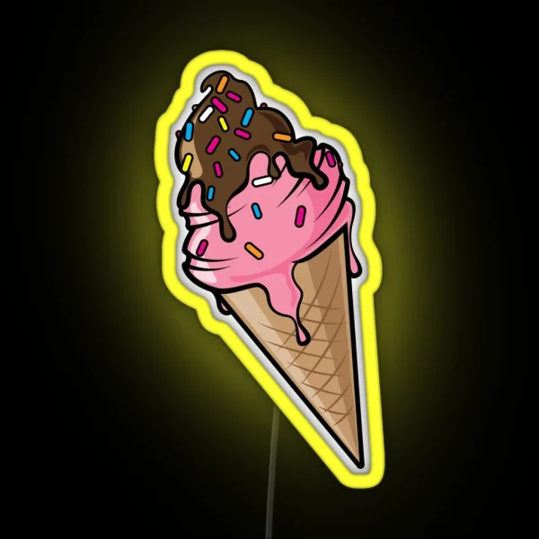 Icecream Stawberry And Chocolate Sauce RGB Neon Sign
