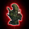 Alien Sweets Paradise: Neon Sign with Xenomorph and Ice Cream Colors
