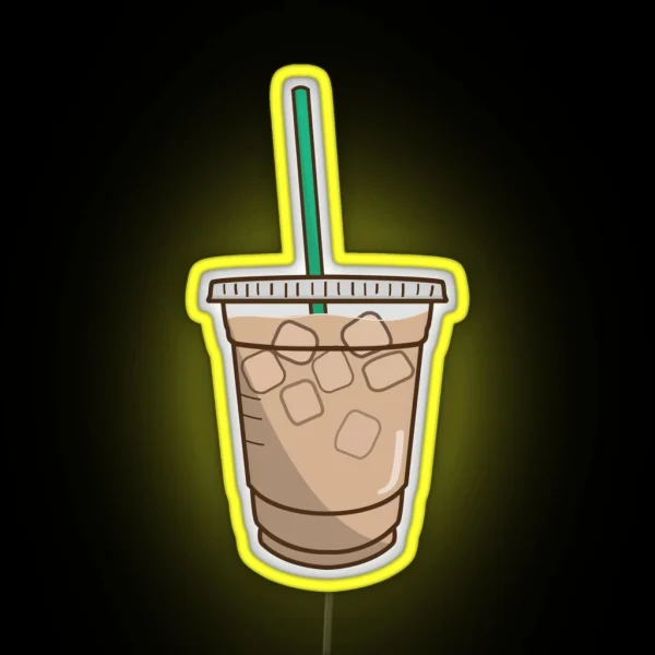 Iced Coffee Doodle RGB Neon Sign
