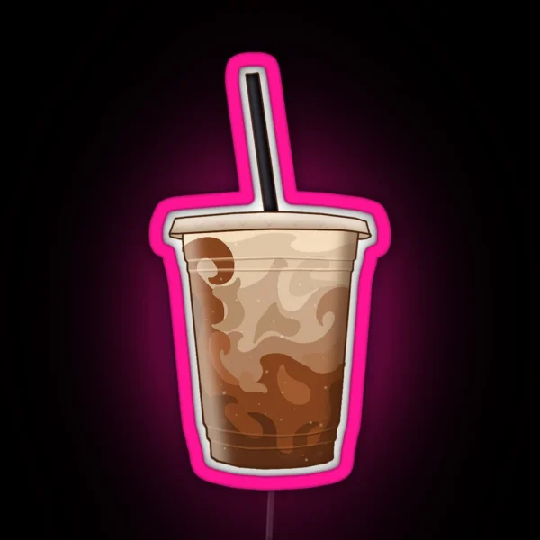 Iced Coffee With Milk Black Straw RGB Neon Sign