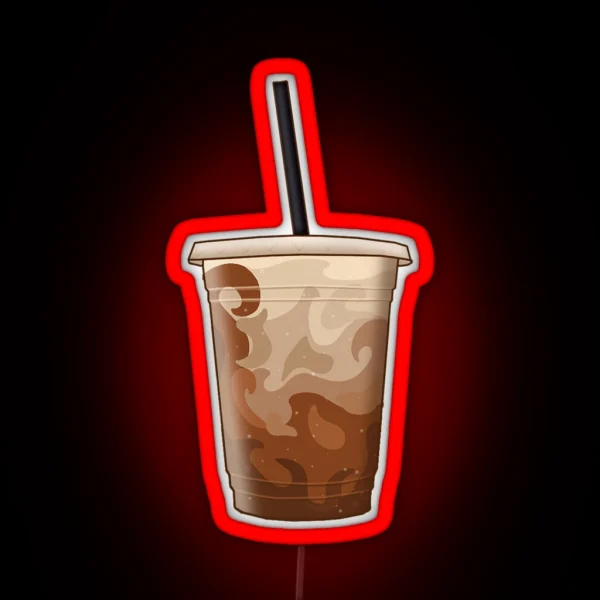 Iced Coffee With Milk Black Straw RGB Neon Sign