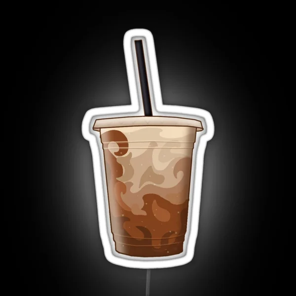 Iced Coffee With Milk Black Straw RGB Neon Sign