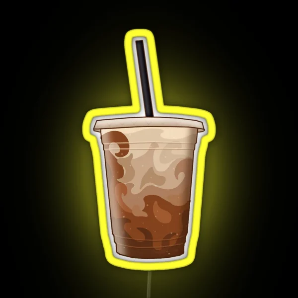 Iced Coffee With Milk Black Straw RGB Neon Sign