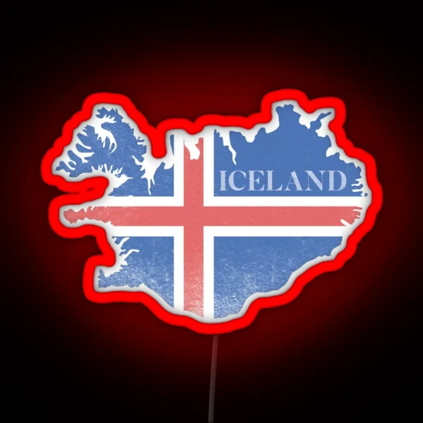 Iceland Flag RGB Neon Sign