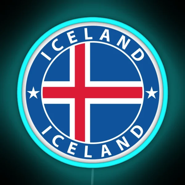 Iceland Iceland Flag Flag Coat Of Arms RGB Neon Sign