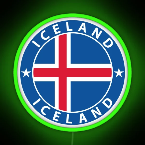 Iceland Iceland Flag Flag Coat Of Arms RGB Neon Sign