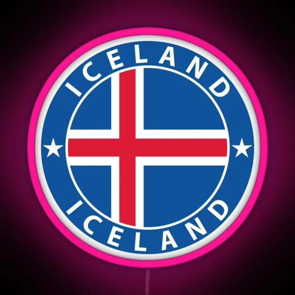 Iceland Iceland Flag Flag Coat Of Arms RGB Neon Sign