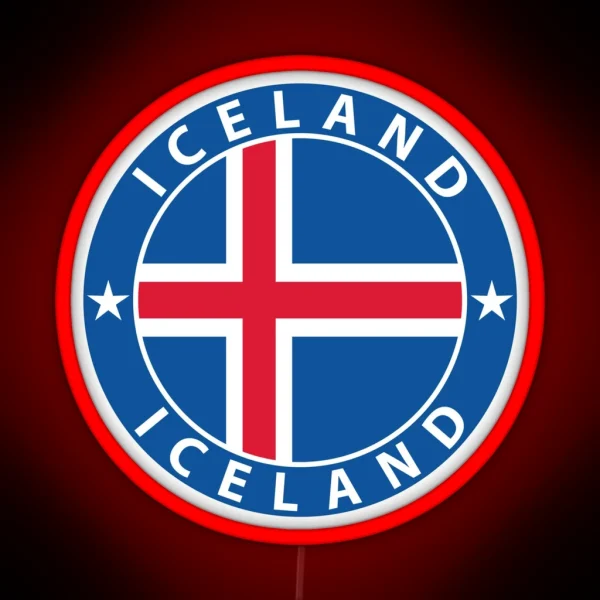 Iceland Iceland Flag Flag Coat Of Arms RGB Neon Sign