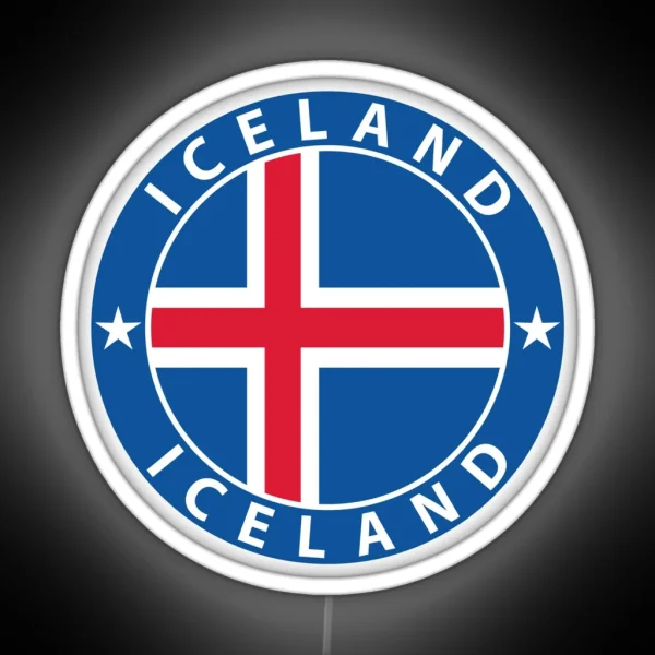 Iceland Iceland Flag Flag Coat Of Arms RGB Neon Sign
