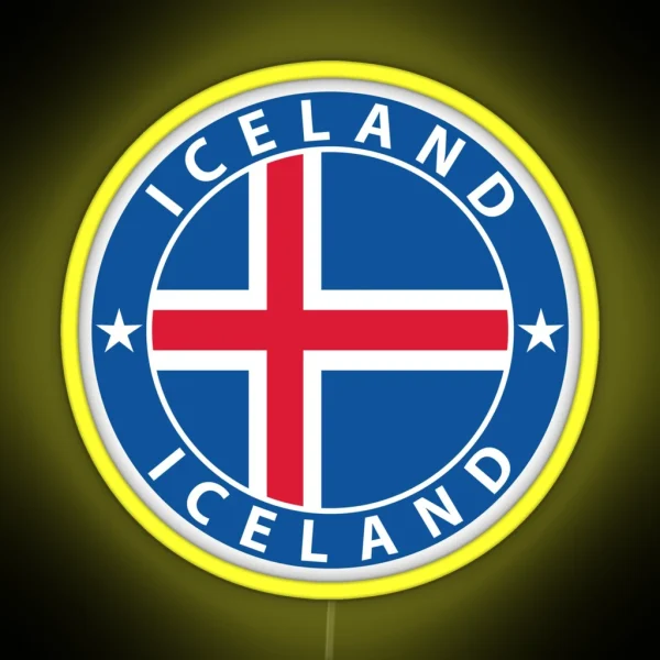 Iceland Iceland Flag Flag Coat Of Arms RGB Neon Sign