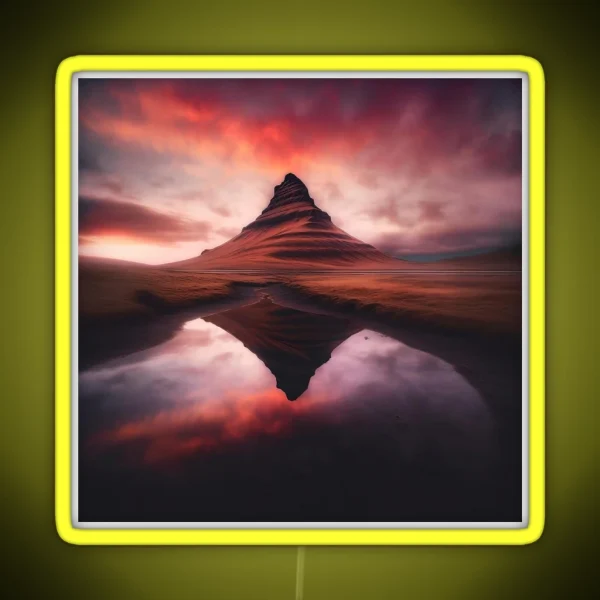 Iceland Landscape Kirkjufell At Sunset In Long Exposure Landscape Photography RGB Neon Sign