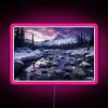 Icelandic Aurora Night Sky Long Exposure Landscape RGB Neon Sign Display