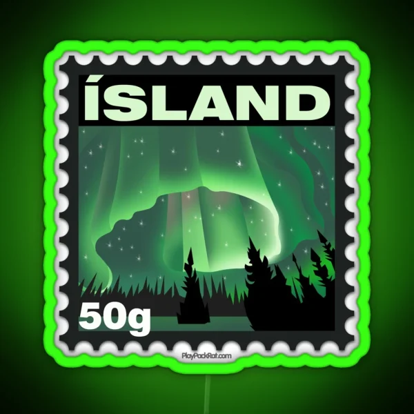 Iceland Stamp RGB Neon Sign