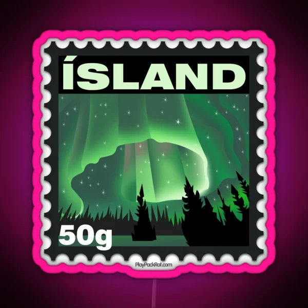 Iceland Stamp RGB Neon Sign