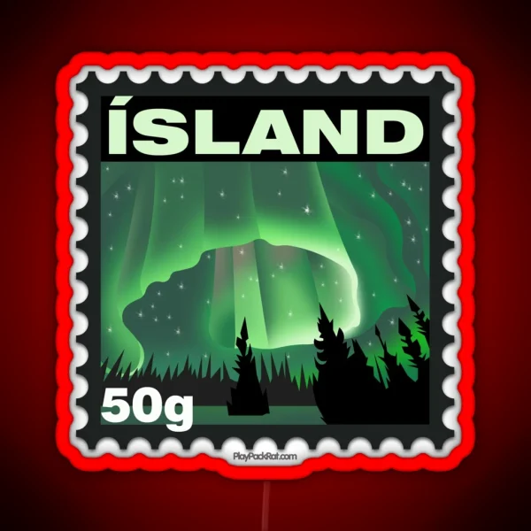Iceland Stamp RGB Neon Sign