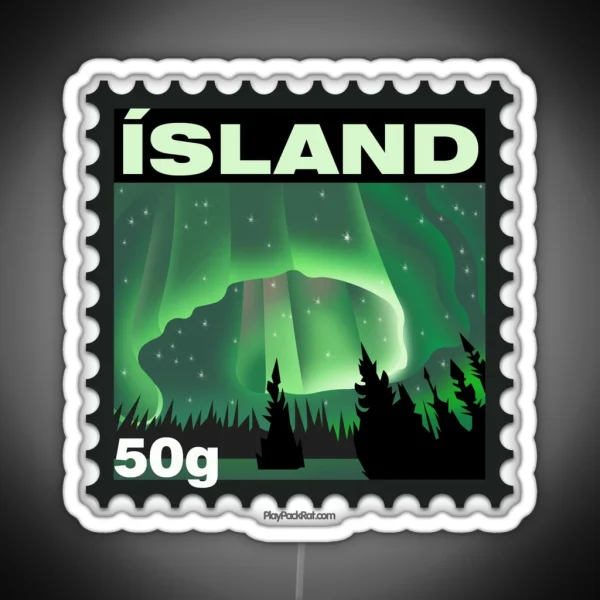 Iceland Stamp RGB Neon Sign