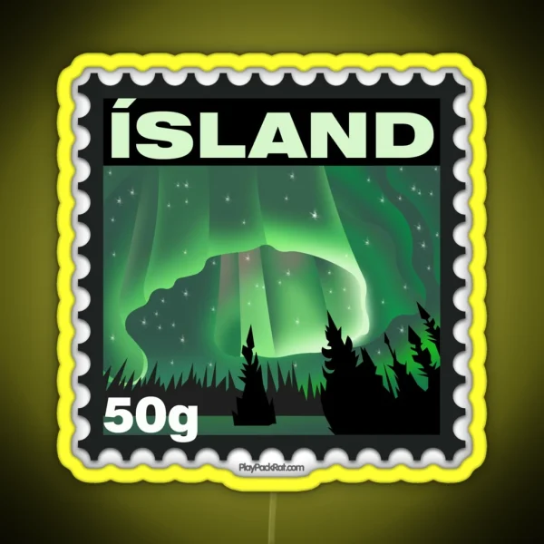 Iceland Stamp RGB Neon Sign