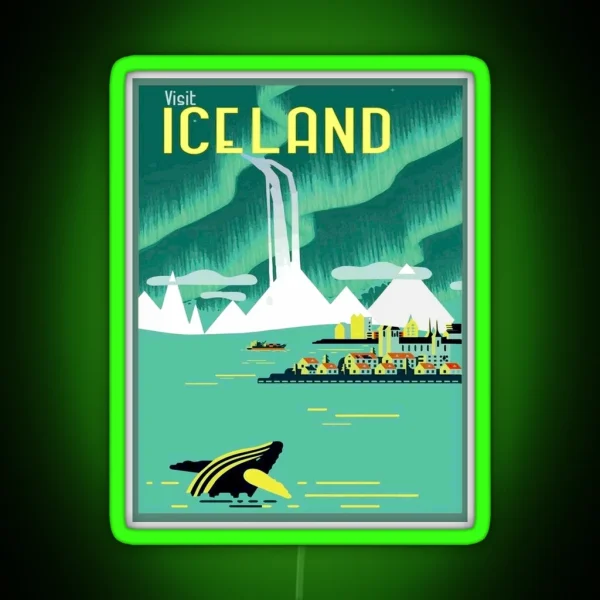 ICELAND Vintage Travel And Tourism RGB Neon Sign