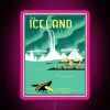 Icelandic Vintage Map Art Digital RGB Neon Sign Poster Display