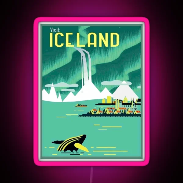 ICELAND Vintage Travel And Tourism RGB Neon Sign
