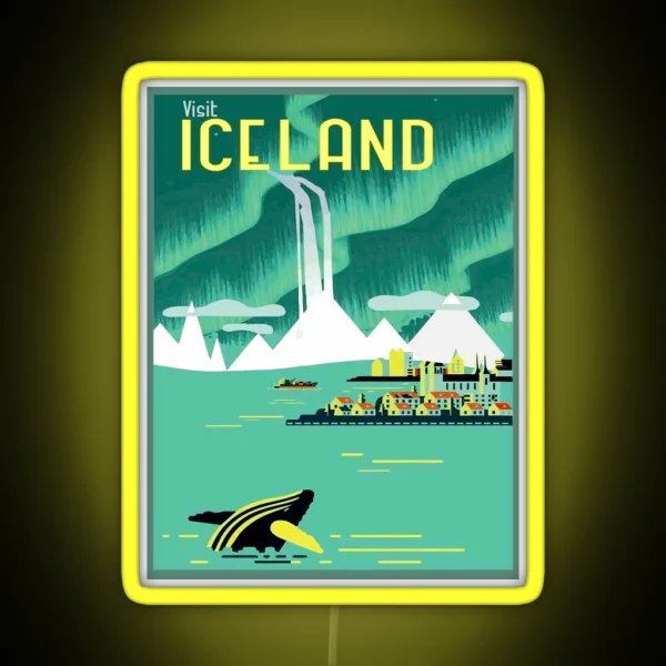 ICELAND Vintage Travel And Tourism RGB Neon Sign