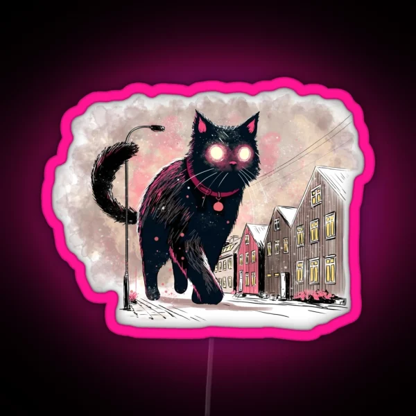 Icelandic Christmas Yule Cat RGB Neon Sign