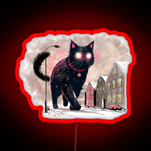 Icelandic Christmas Yule Cat RGB Neon Sign