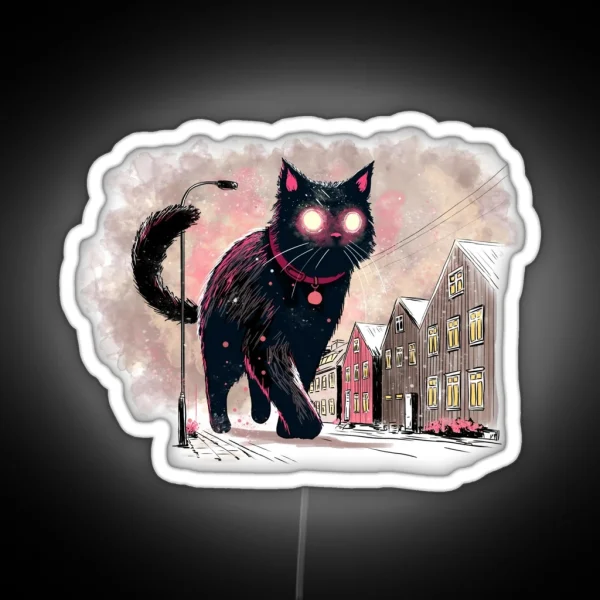 Icelandic Christmas Yule Cat RGB Neon Sign