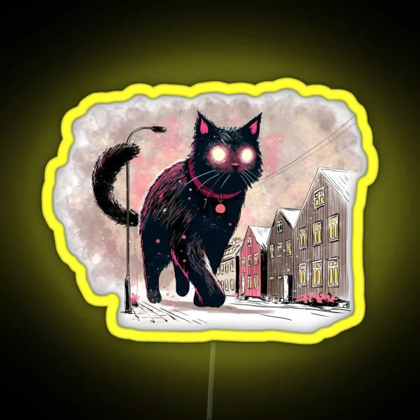 Icelandic Christmas Yule Cat RGB Neon Sign