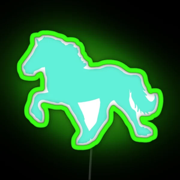 Icelandic Horse Mint Green Silhouette RGB Neon Sign
