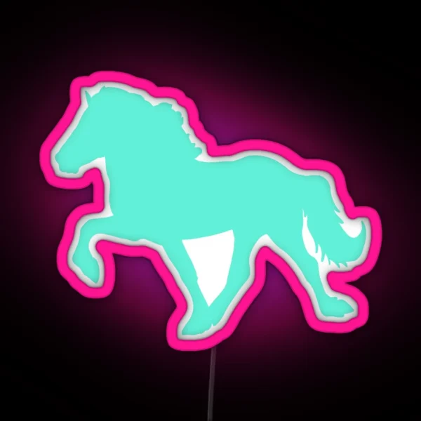 Icelandic Horse Mint Green Silhouette RGB Neon Sign
