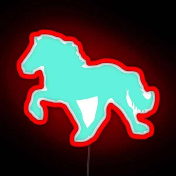 Icelandic Horse Mint Green Silhouette RGB Neon Sign
