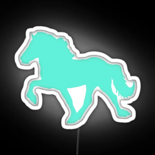 Icelandic Horse Mint Green Silhouette RGB Neon Sign