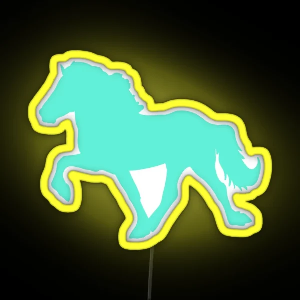 Icelandic Horse Mint Green Silhouette RGB Neon Sign