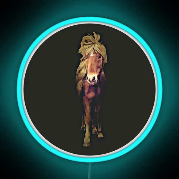 Icelandic Horse Portrait RGB Neon Sign