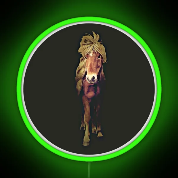 Icelandic Horse Portrait RGB Neon Sign