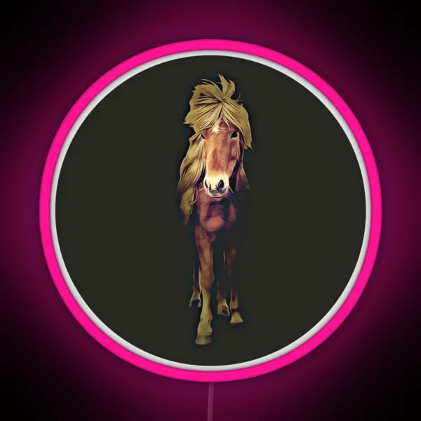 Icelandic Horse Portrait RGB Neon Sign