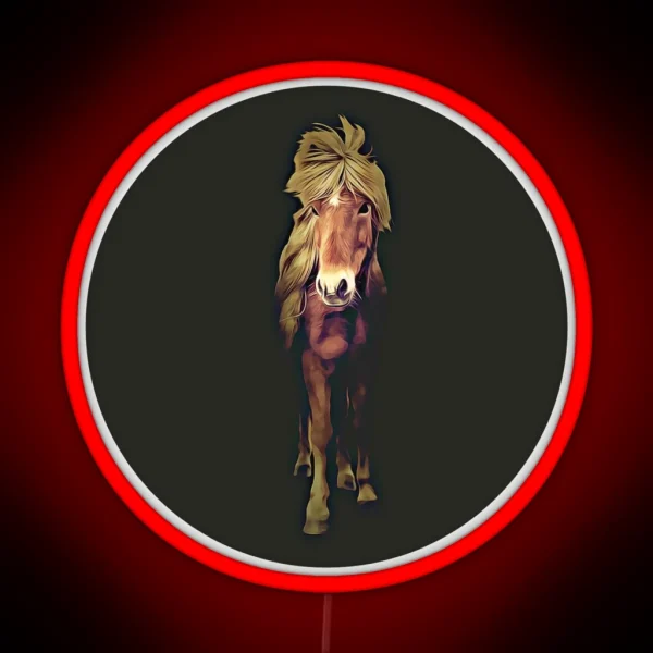 Icelandic Horse Portrait RGB Neon Sign