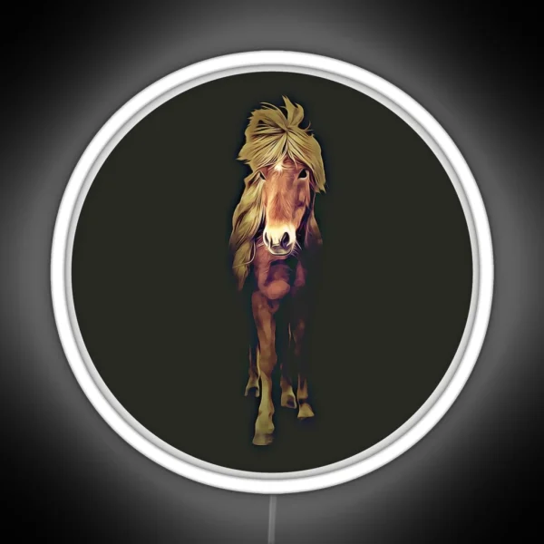 Icelandic Horse Portrait RGB Neon Sign