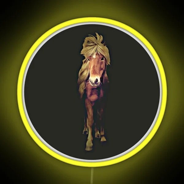 Icelandic Horse Portrait RGB Neon Sign