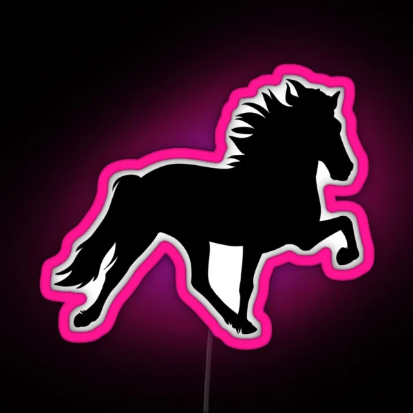 Icelandic Horse Silhouette RGB Neon Sign