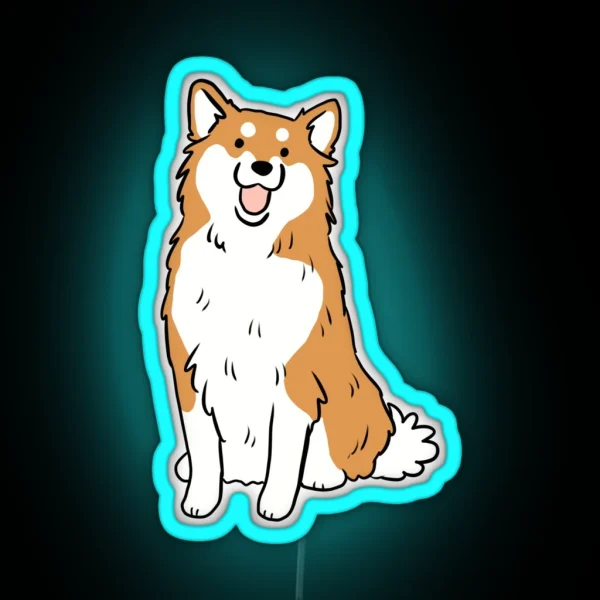 Icelandic Sheepdog Cute Illustration RGB Neon Sign
