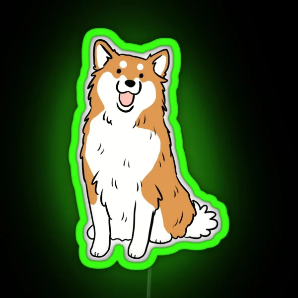 Icelandic Sheepdog Cute Illustration RGB Neon Sign