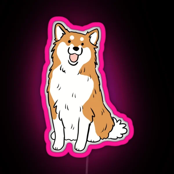 Icelandic Sheepdog Cute Illustration RGB Neon Sign