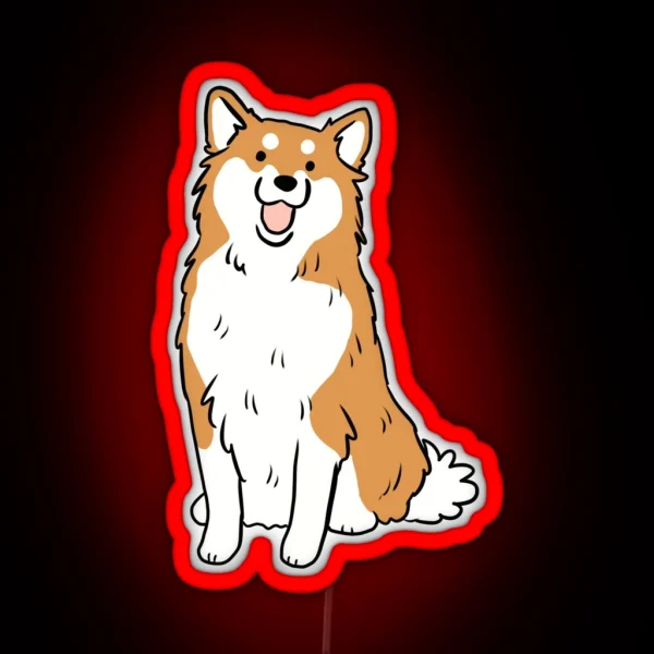 Icelandic Sheepdog Cute Illustration RGB Neon Sign
