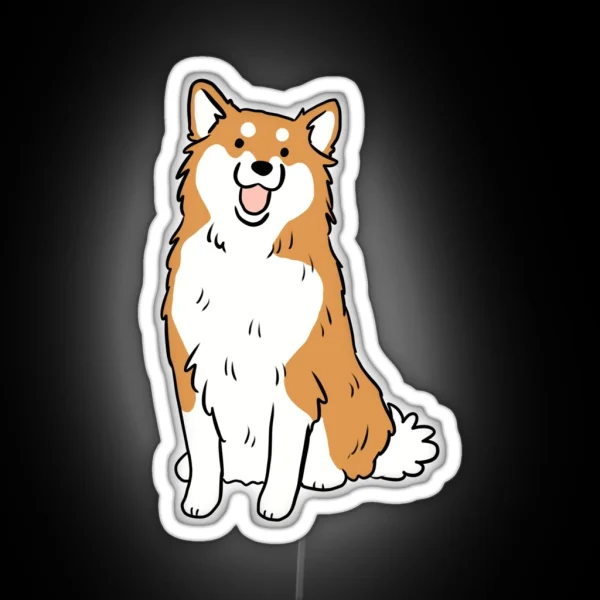 Icelandic Sheepdog Cute Illustration RGB Neon Sign