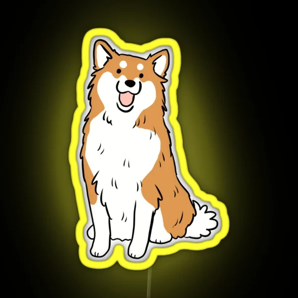 Icelandic Sheepdog Cute Illustration RGB Neon Sign