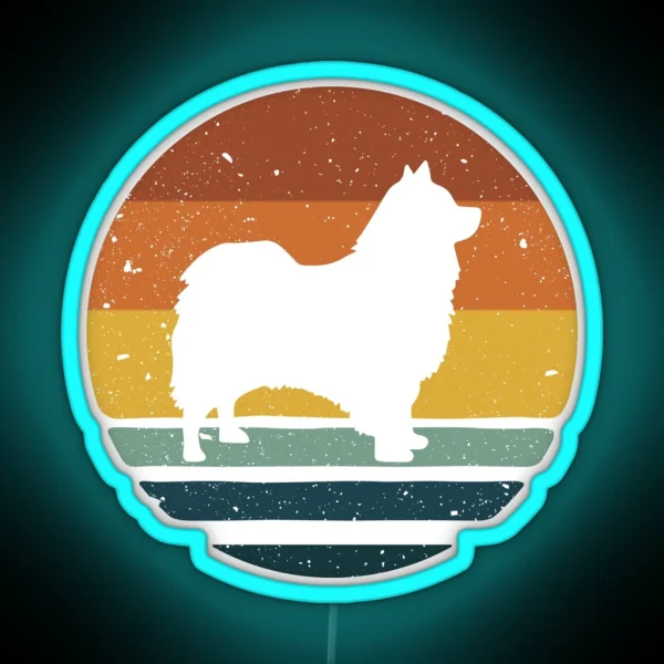 Icelandic Sheepdog Retro Vintage RGB Neon Sign